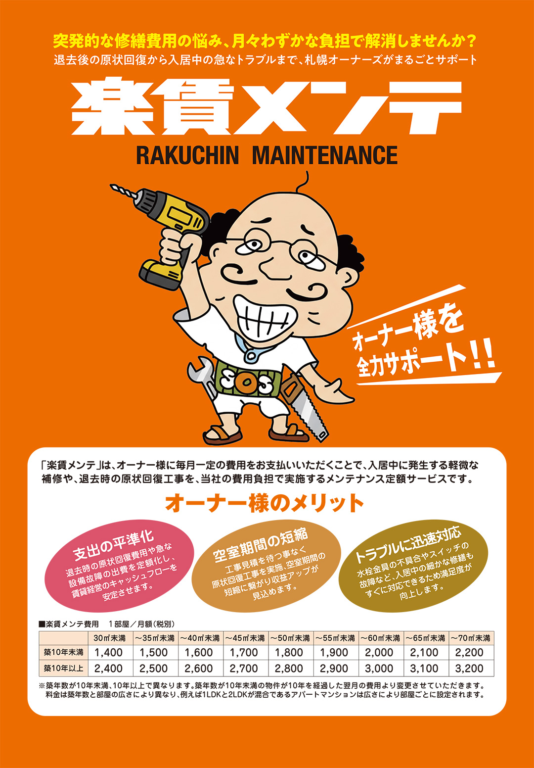 メンテナンス定額サービス「楽賃メンテ」